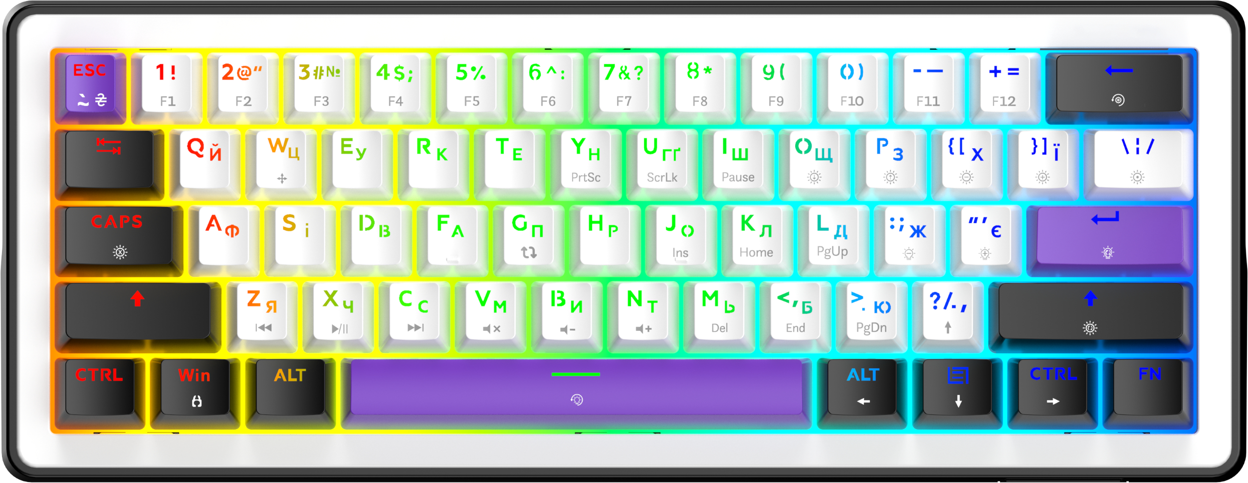 Клавиатура проводная игровая Hator Hellyberry HK60 White-Violet (HK60) - Фото 1