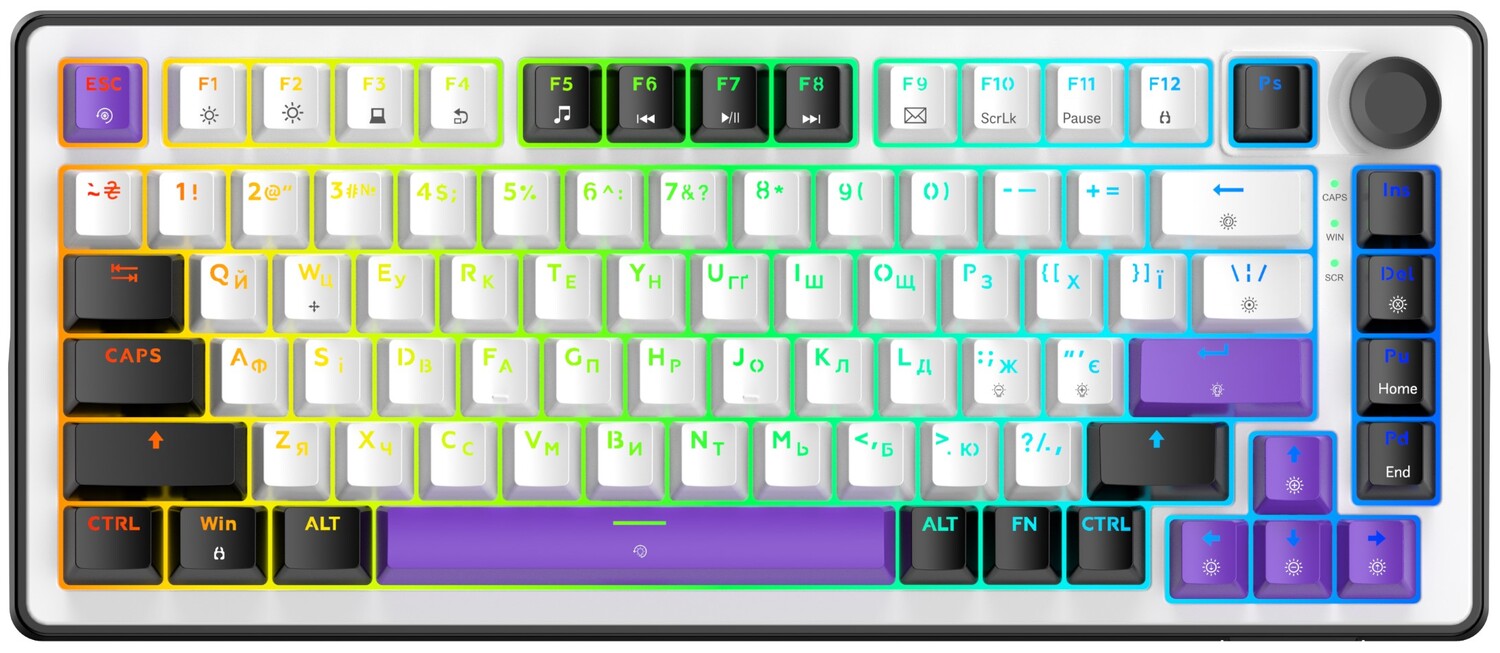 Клавиатура проводная игровая Hator Hellyberry HK75 White-Violet (HK75) - Фото 1