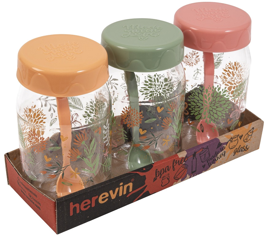 Купить Емкость для специй и приправ Herevin Decorated Spice Jar Set MIX с ложкой 3х0.370 л в ассортименте (131507-457) - Фото 1 Емкость для специй и приправ Herevin Decorated Spice Jar Set MIX с ложкой 3х0.370 л в ассортименте (131507-457) - Фото 1