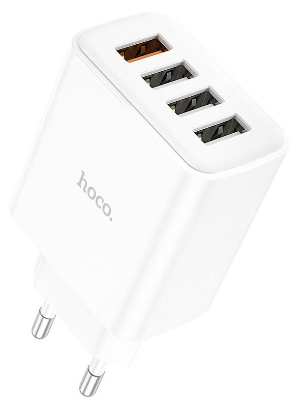 Сетевое зарядное устройство HOCO C102A Fuerza QC3.0 four-port charger 18W White (6931474777713) - Фото 1