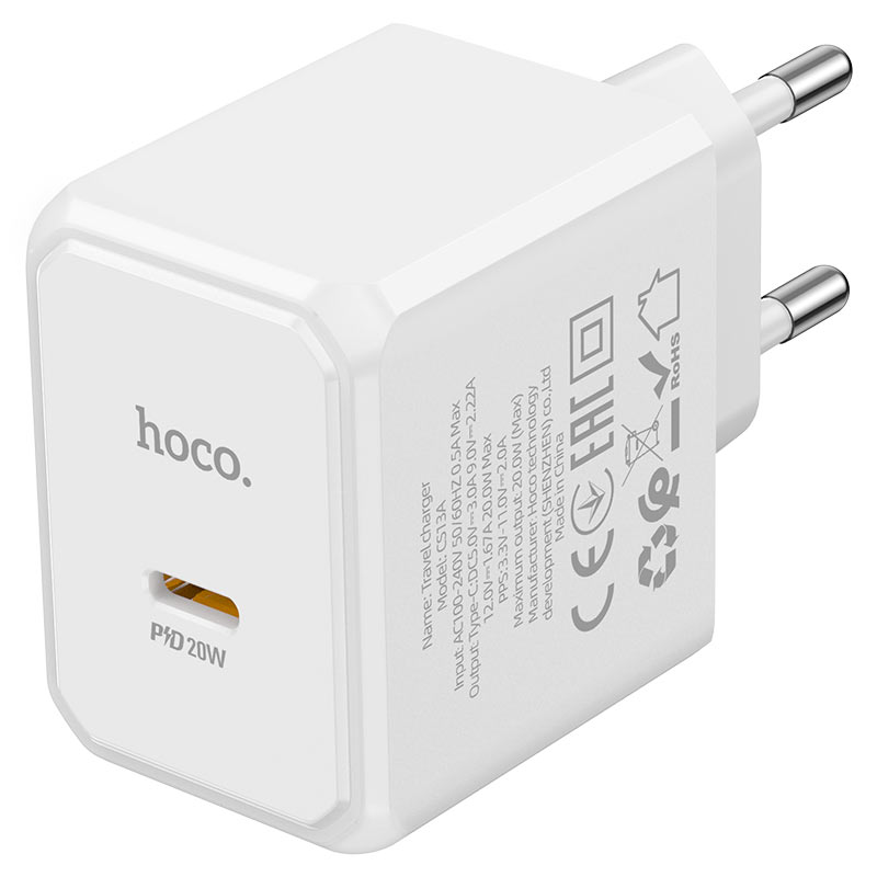 Сетевое зарядное устройство HOCO CS13A PD20W charger White (6942007603812) - Фото 1