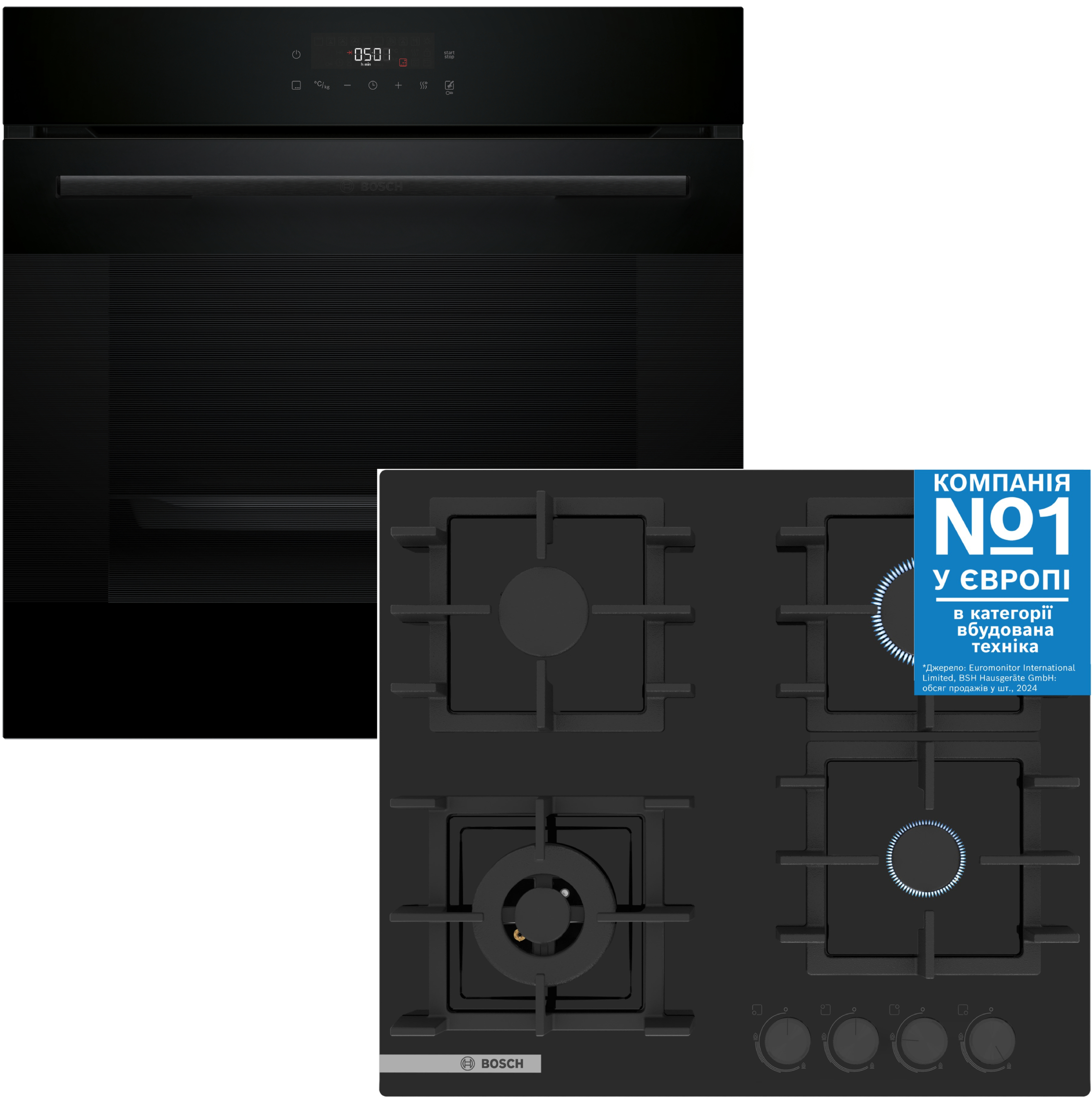 Купить Комплект техники Bosch Духовой шкаф + Варочная панель Bosch HJG852YB0T + PNK6B6P40R - Фото 1 Комплект техники Bosch Духовой шкаф + Варочная панель Bosch HJG852YB0T + PNK6B6P40R - Фото 1