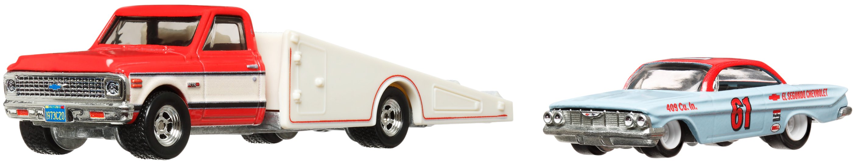 Коллекционная машина Hot Wheels 61 Impala и транспортер 72 Chevy Ramp Truck серии "Car Culture" (FLF56/HKF40) - Фото 1