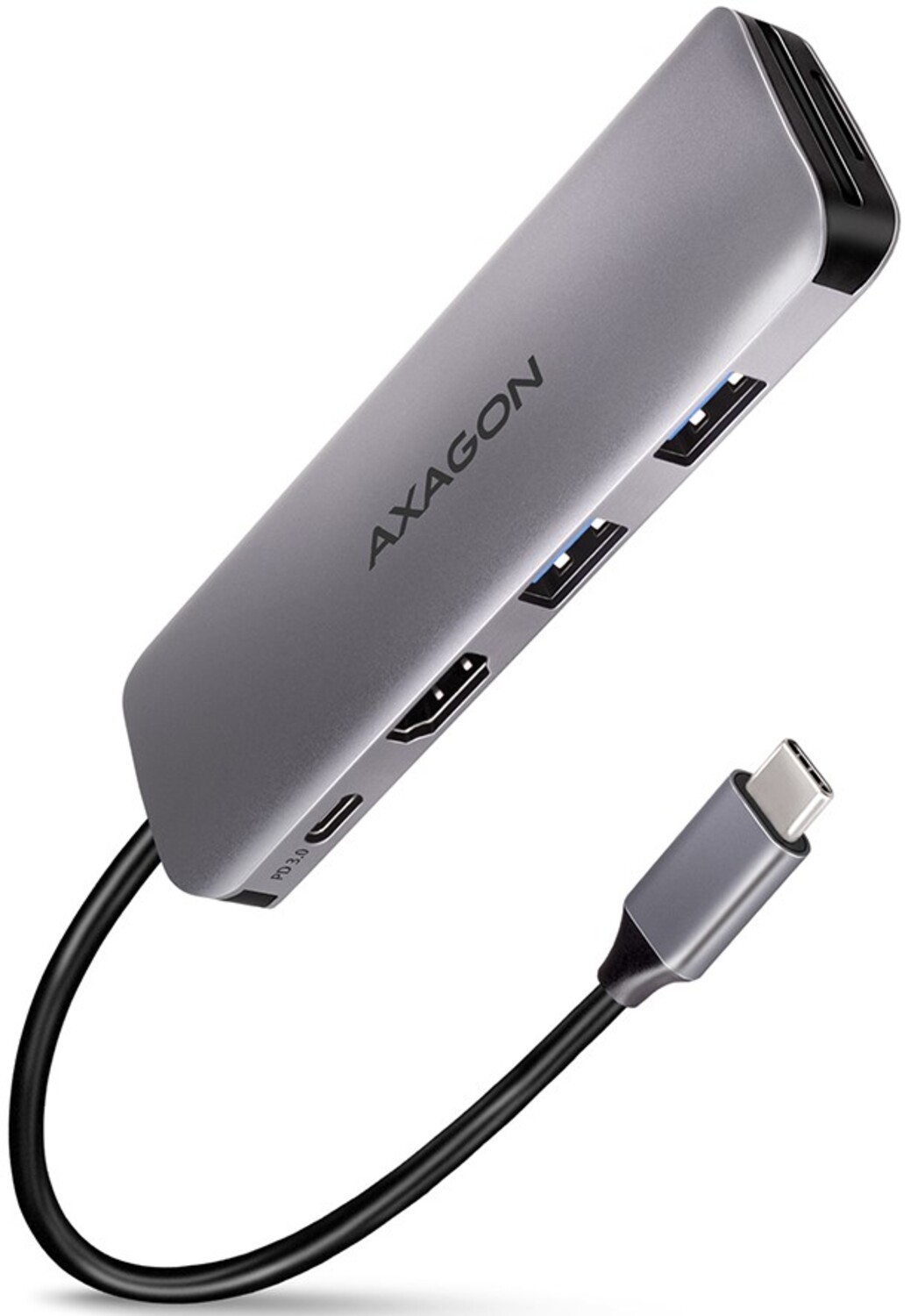 Хаб USB AXAGON SuperSpeed USB-C COMBO 5in1 Grey (HMC-5) - Фото 1