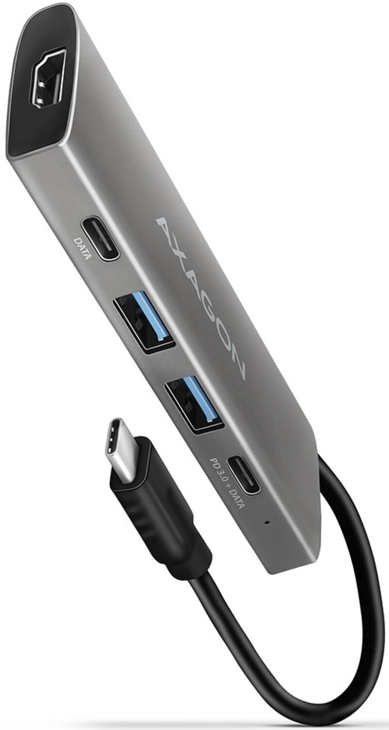 Хаб USB AXAGON USB-C 10Gbps SPEEDSTER 5in1 (rev2.0), Grey (HMC-5G2) - Фото 1