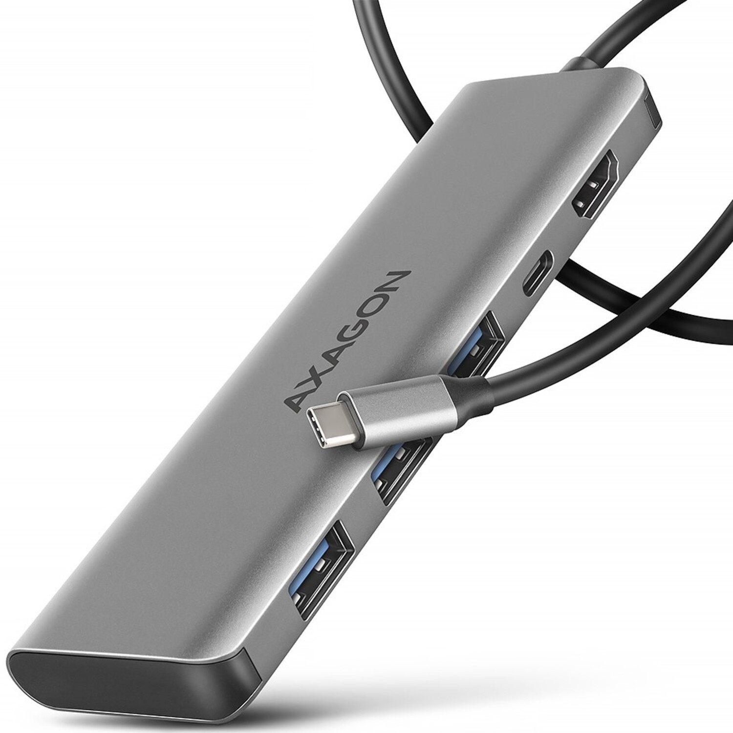 Хаб USB AXAGON USB-C 5Gbps 5in1 Grey (HMC-5H) - Фото 1