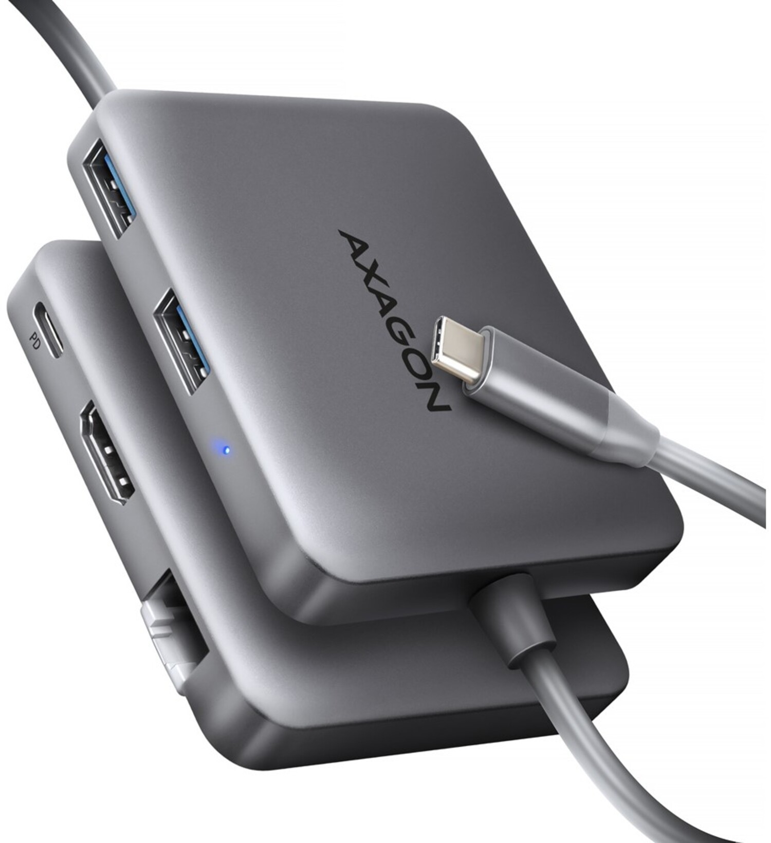 Хаб USB AXAGON USB-C 5Gbps SuperSpeed 5in1 Grey (HMC-5HL) - Фото 1