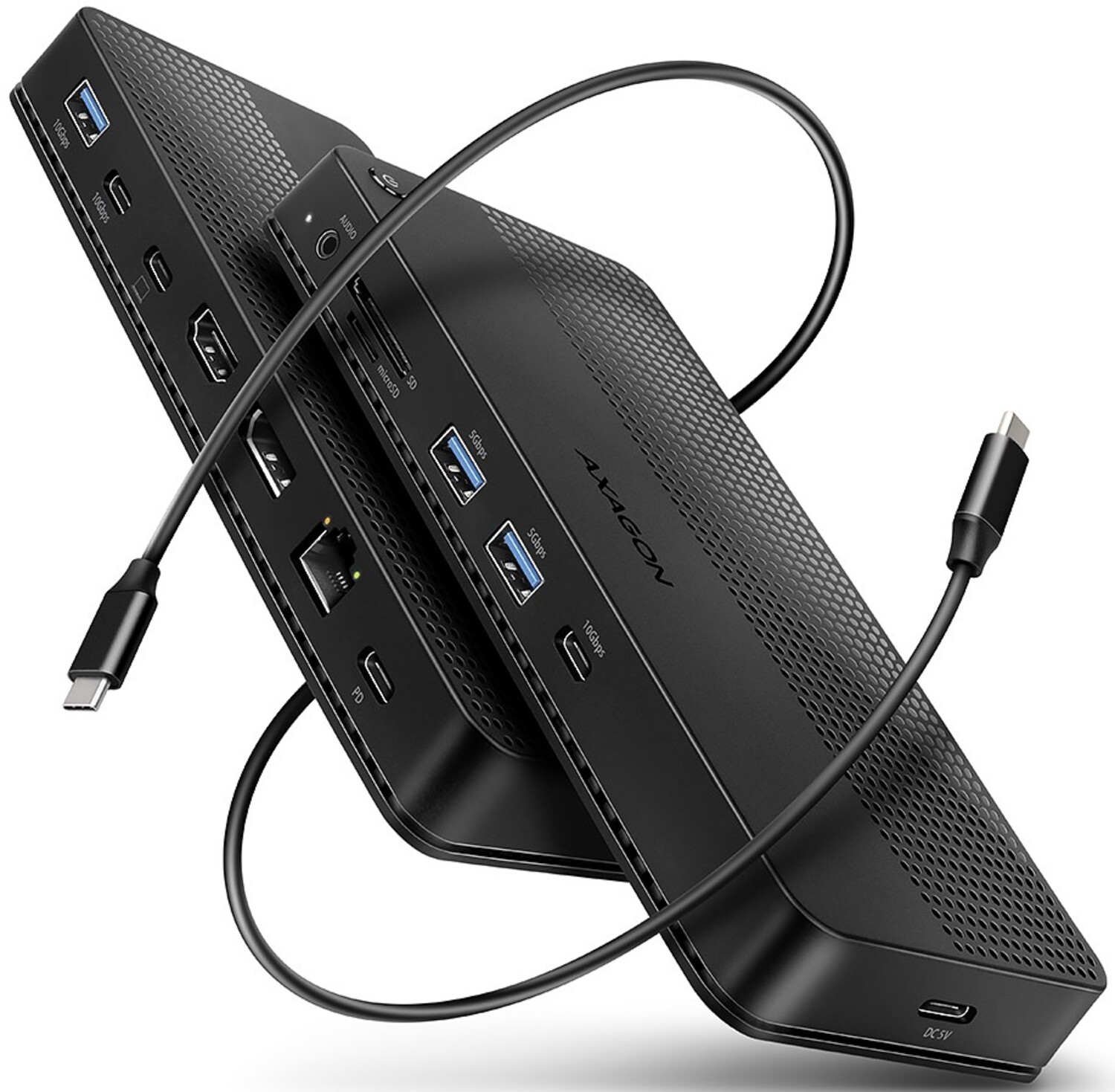 Хаб USB AXAGON USB4 40Gbps DUAL 4K DISPLAY 12in1 dock, Black (HMC-U4) - Фото 1