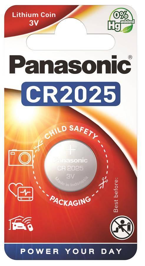 Батарейка тип CR2025 Panasonic CR 2025 BLI 1 LITHIUM - Фото 1
