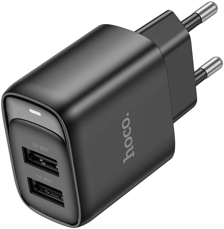 Мережевий зарядний пристрій HOCO C141A Smart dual-port charger Black (6942007627849) - Фото 1
