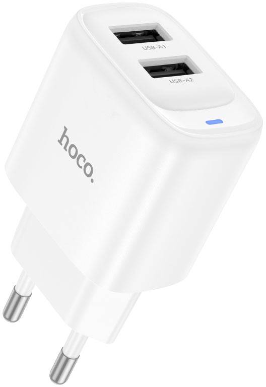 Мережевий зарядний пристрій HOCO C141A Smart dual-port charger White (6942007627856) - Фото 1