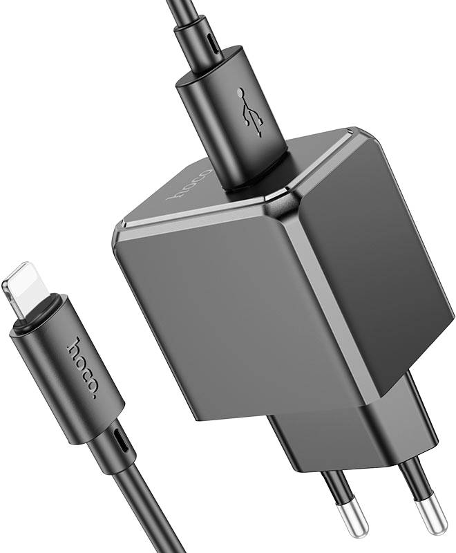 Мережевий зарядний пристрій HOCO CS11A Ocean single port charger set(iP) Black (6942007603560) - Фото 1