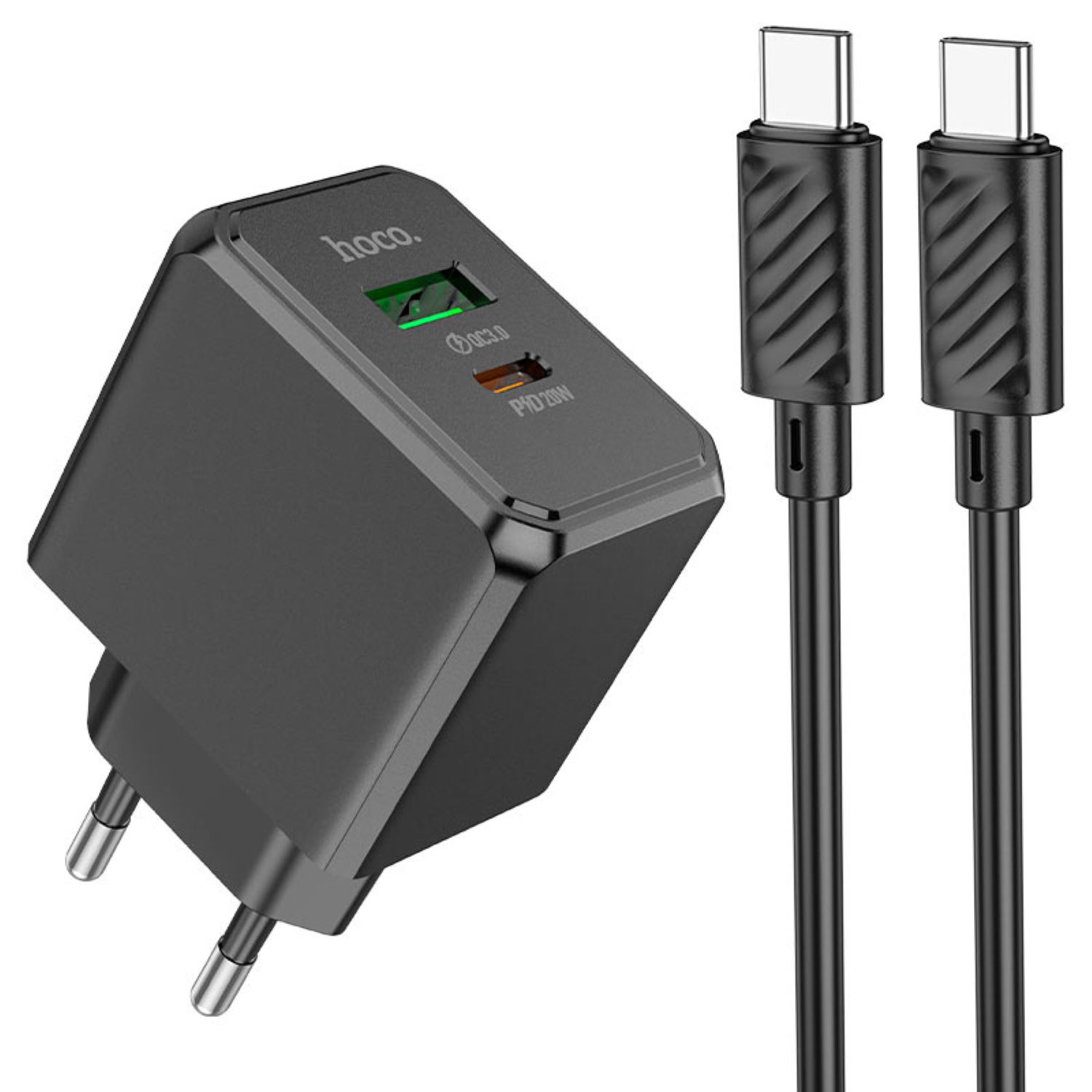 Сетевое зарядное устройство HOCO CS14A Ocean PD20W+QC3.0 Type-C Black (6942007603911) - Фото 1