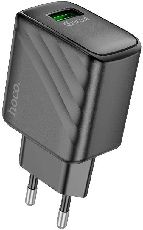 Сетевое зарядное устройство HOCO CS21A Rich single port QC3.0 charger Black (6942007609883) - Фото 1