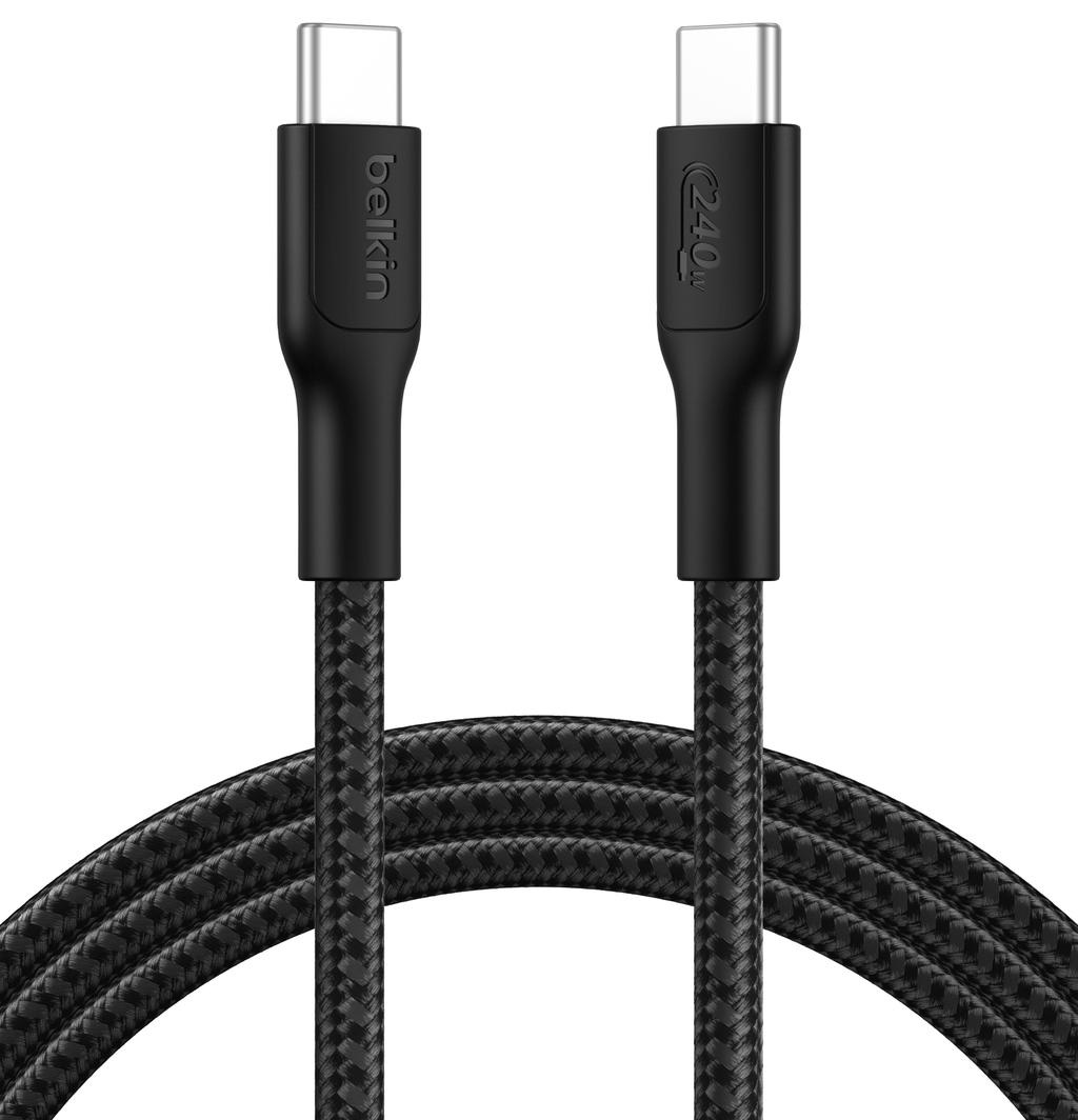 Кабель синхронизации данных Belkin USB-C > USB-C 2m 240Вт, Type-C Black (CAB025HQ2MBK) - Фото 1