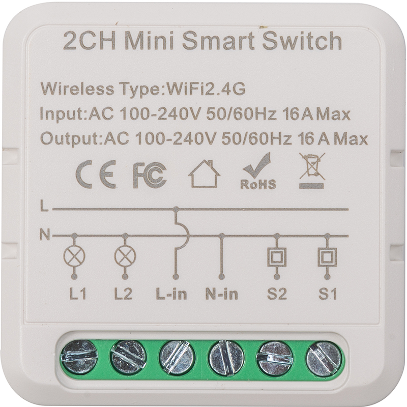 Купить Релейный выключатель Tuya Wifi 16A (HS084028) - Фото 1 Релейный выключатель Tuya Wifi 16A (HS084028) - Фото 1