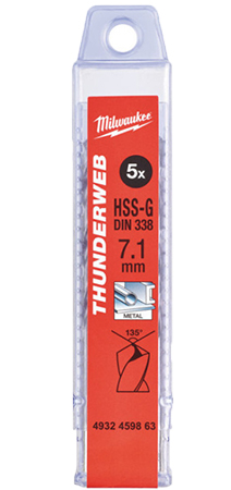 Сверло Milwaukee THUNDERWEB HSS-G DIN338 7,1х109х69 мм 4 шт. (4932459863) - Фото 1