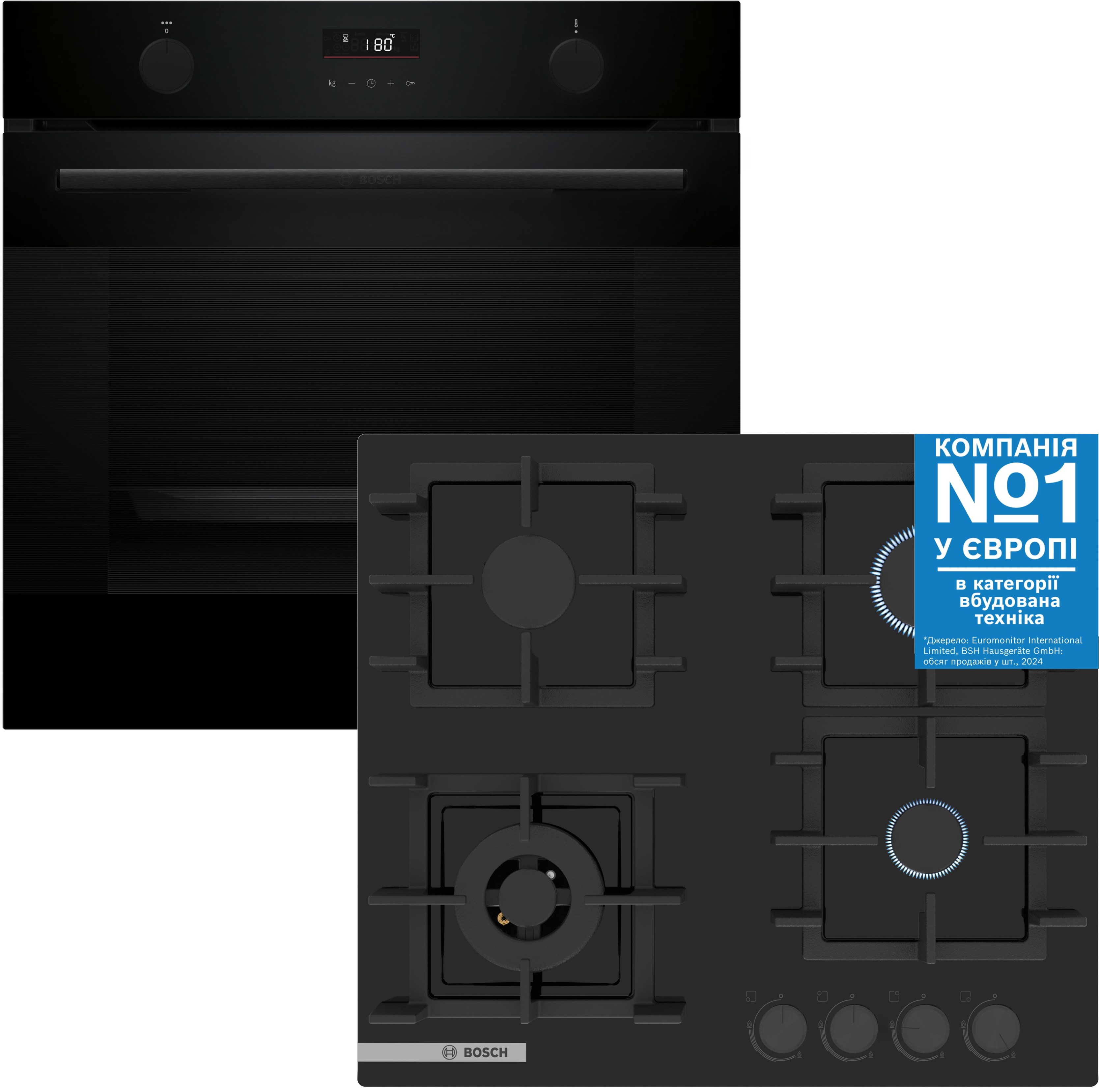 Комплект техники Bosch Духовой шкаф + Варочная панель Bosch HUA736EA0T + PNK6B6P40R