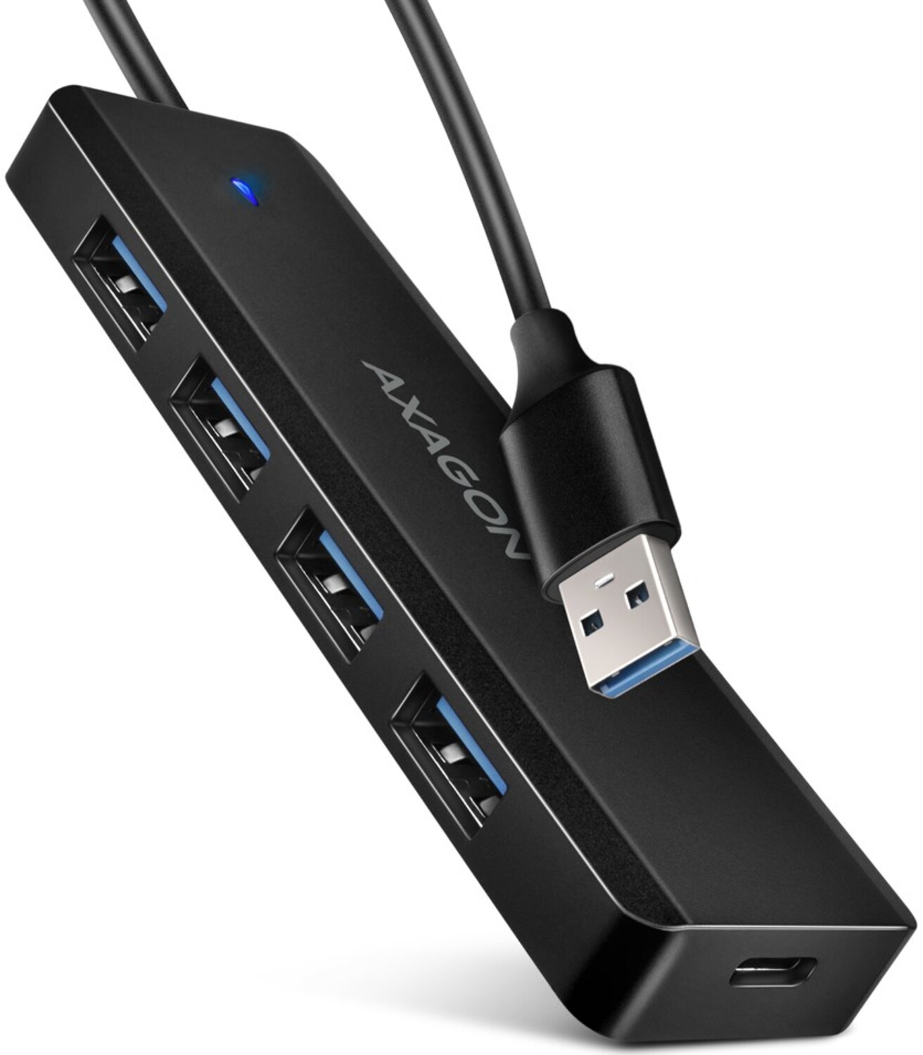 Хаб USB AXAGON USB-A 5Gbps TRAVEL 20 см Type-A Black (HUE-C1A) - Фото 1
