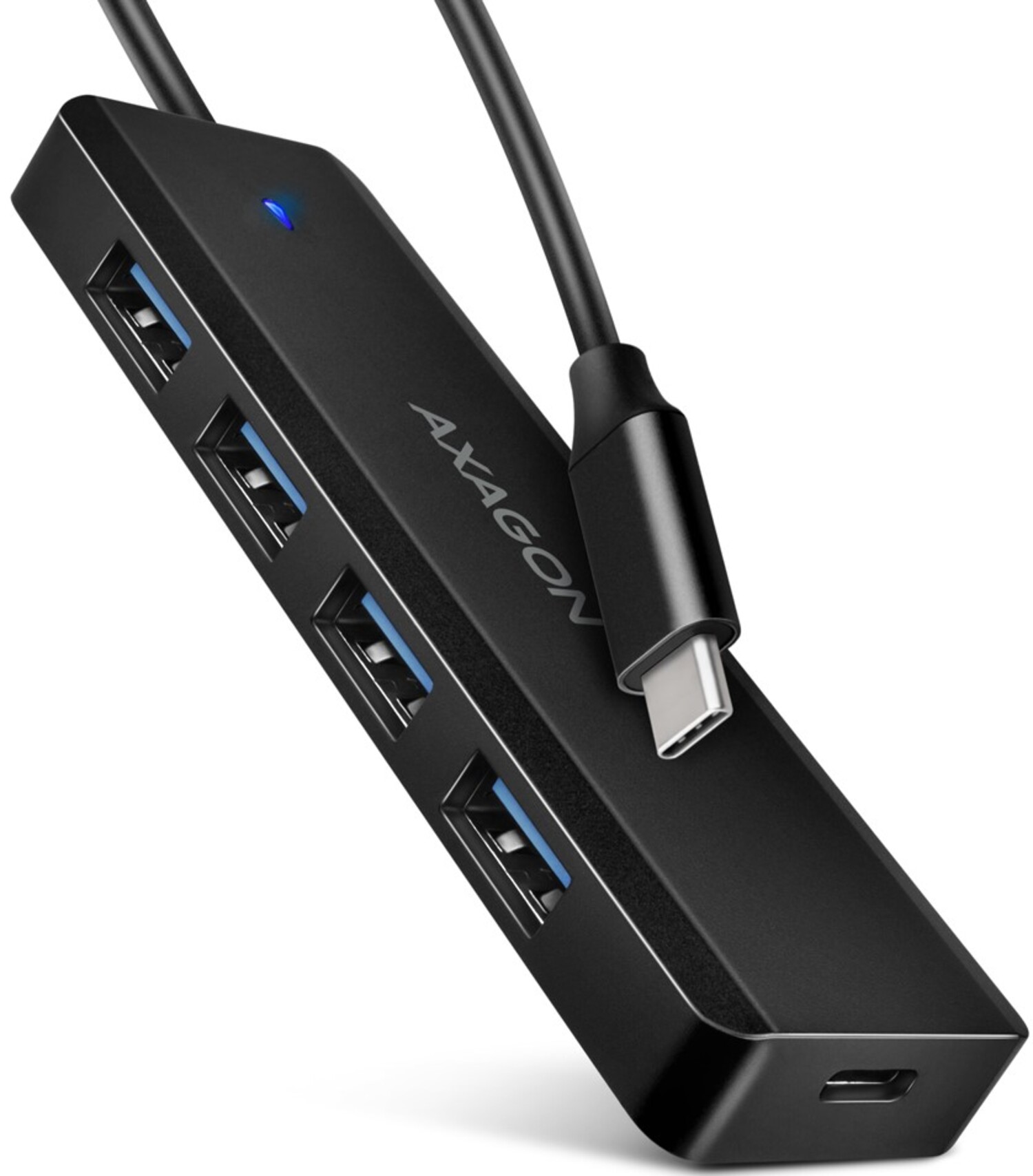 Хаб USB AXAGON USB-C 5Gbps TRAVEL 20 см Type-C Black (HUE-C1C) - Фото 1
