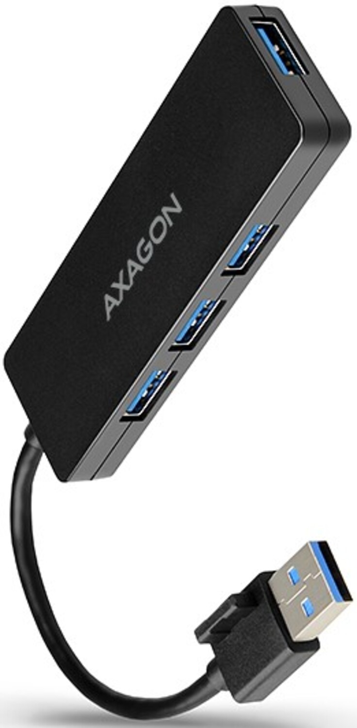 Хаб USB AXAGON SuperSpeed USB SLIM  14см Type-A, Black (HUE-G1A) - Фото 1