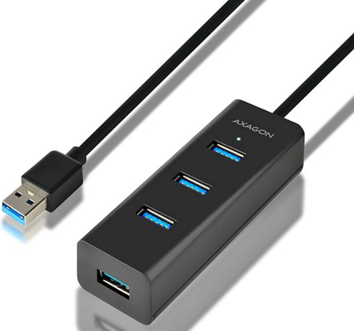 Хаб USB AXAGON USB3.0 CHARGING 2m Cable, MicroUSB Charging, Black (HUE-S2BL) - Фото 1