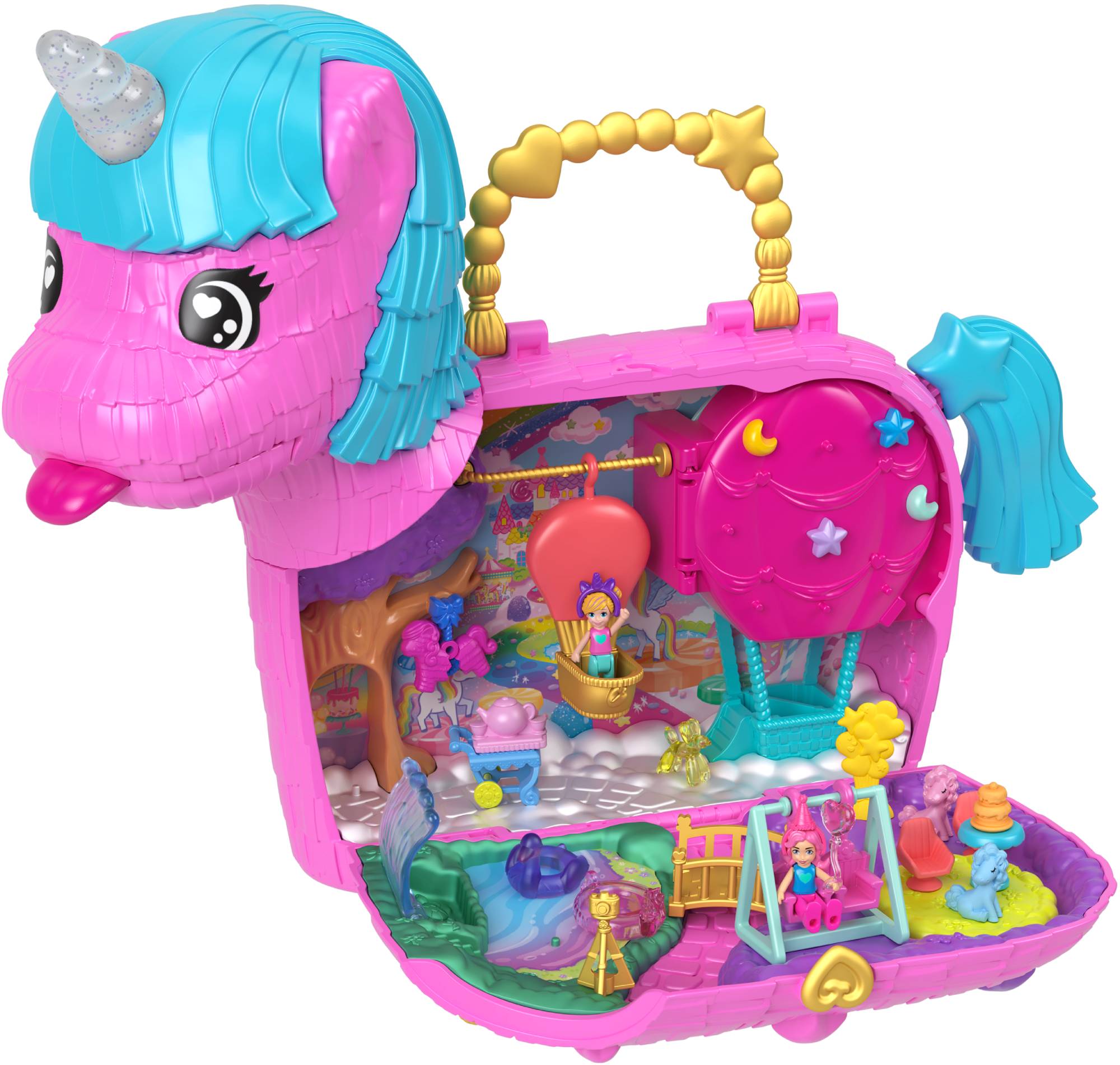 Кукла-сюрприз набор Polly Pocket Игровой набор «Праздничная вечеринка единорогов» (HYD96) - Фото 1