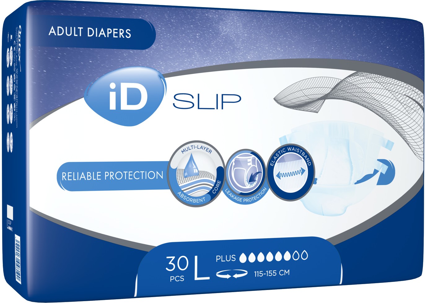 Одноразовые подгузники ID Slip Plus Large талия 115-155 см 30 шт. (5411416048190) - Фото 1