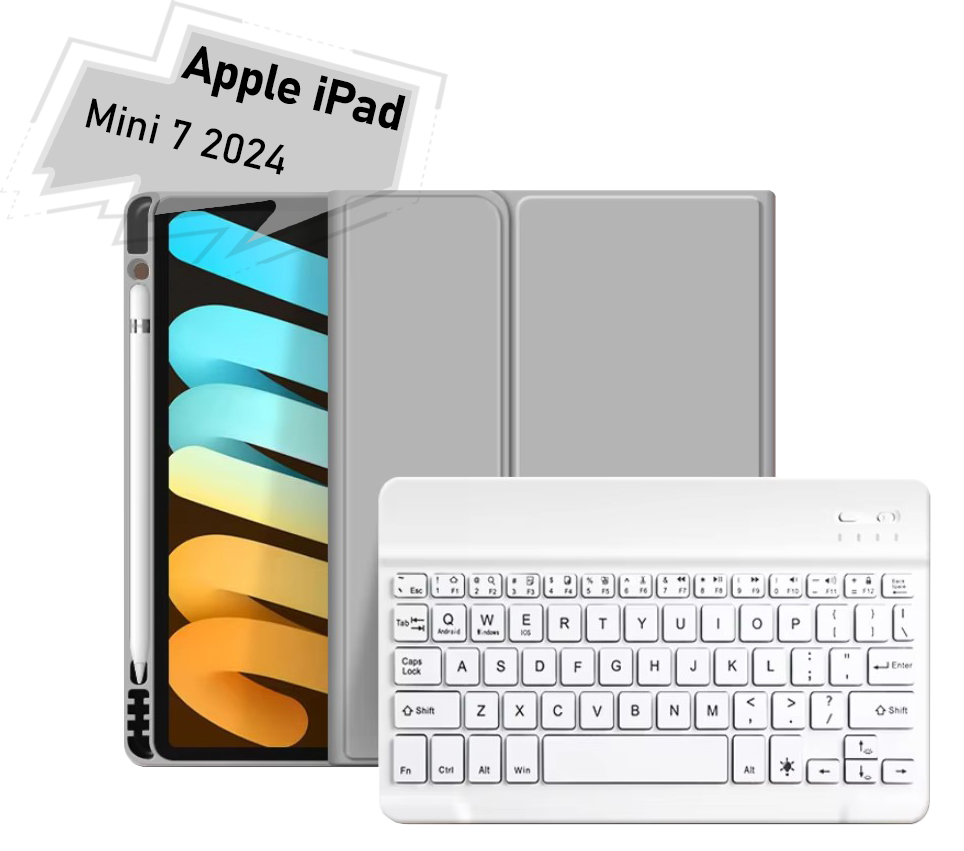 Чехол для планшета BeCover с беспроводной клавиатурой for Apple iPad Mini 7 2024 Gray (712994) - Фото 1