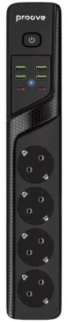 Сетевой фильтр Proove Power Strip P-04 4 р + 4 USB + 2 Type-C 2м black (PSP442420001) - Фото 1