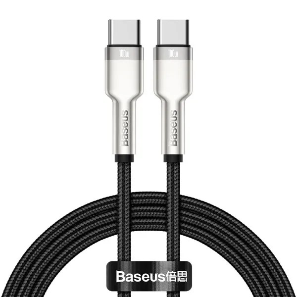 Кабель синхронизации данных Baseus Cafule Metal Type-C to Type-C 100W 1 м Black (CATJK-C01) - Фото 1