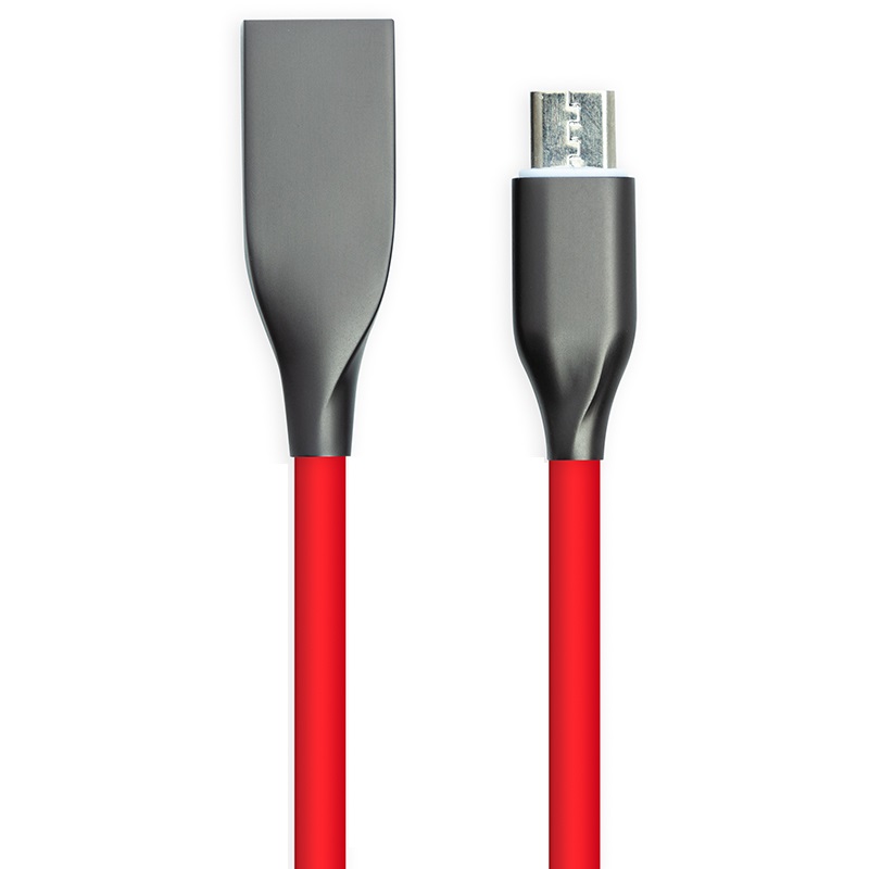 Кабель PowerPlant USB - microUSB 1m Red (CA911363) - Фото 1