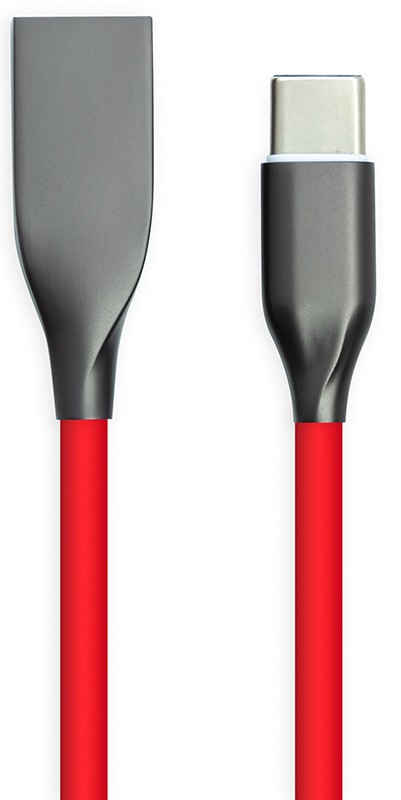 Кабель синхронизации данных PowerPlant USB - Type-C 1m Red (CA911387) - Фото 1