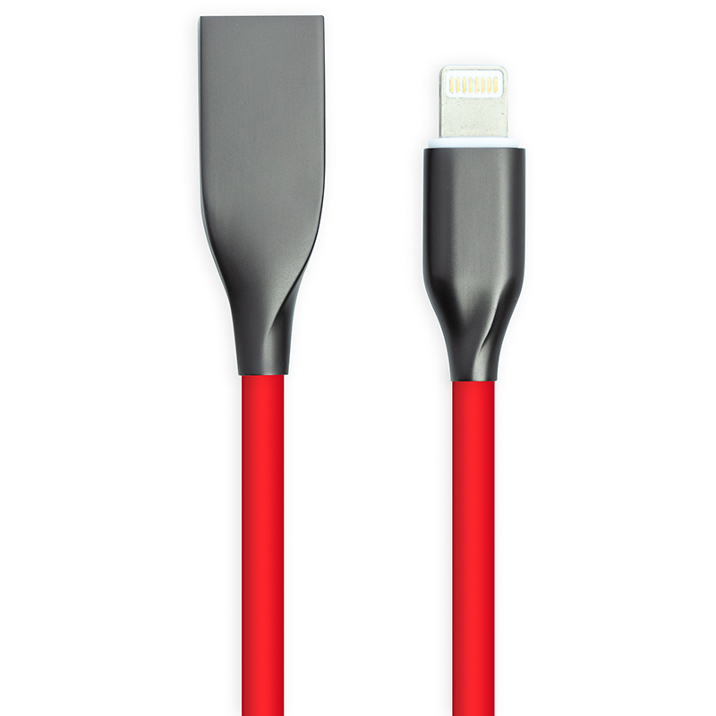 Кабель синхронизации данных PowerPlant USB - Lightning 1m Red (CA911400) - Фото 1