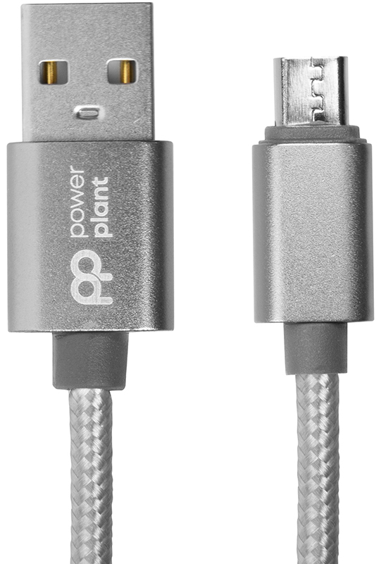 Кабель синхронизации данных PowerPlant USB-micro USB, 1 m Gray (CA912339) - Фото 1