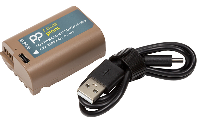 Аккумулятор для фотокамеры PowerPlant Panasonic TDMW-BLK22 2400mAh з+ кабель Type-C (CB971299) - Фото 1