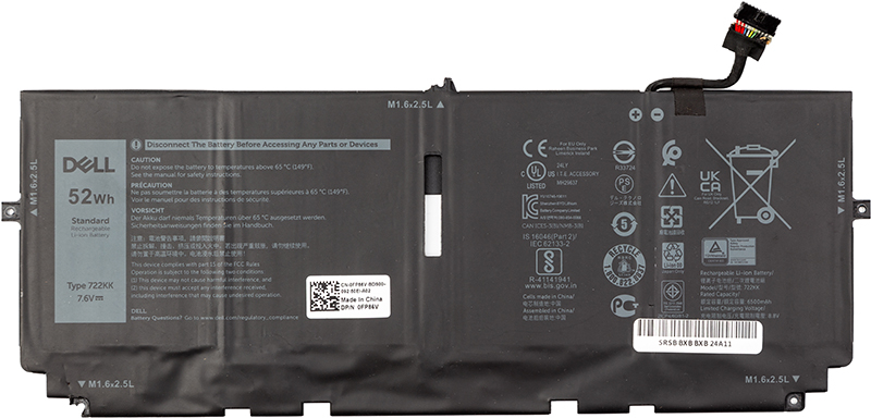 Аккумулятор для ноутбука Dell XPS 13 9300 (722KK) 7.6V 6500mAh (original) (NB441983) - Фото 1