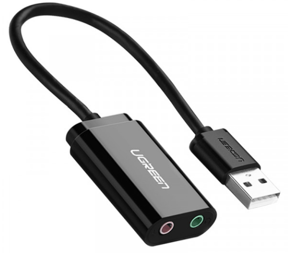 Звуковая карта UGREEN USB AUX jack, TRS(Mic+Ear) ALC4042 Black (30724) - Фото 1