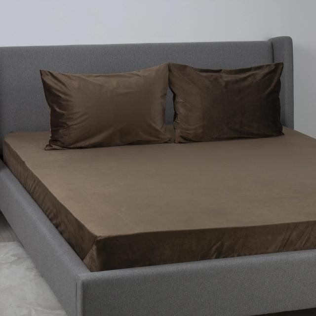 Простирадло полуторне ТЕП VELOUR з резинкою 160х200 см Шоколадний (2-04756_34182) - Фото 1
