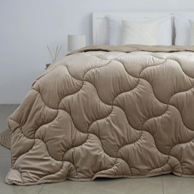 Ковдра літня двоспальна ТЕП VELOUR 180210 см Золотий беж (1-04871_34481) - Фото 1