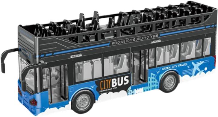 Наземна спецтехніка DIY TOYS інерційний двоповерховий автобус зі звук. та світл. еф. дверцята відкриваються (CJ-4008559) - Фото 1