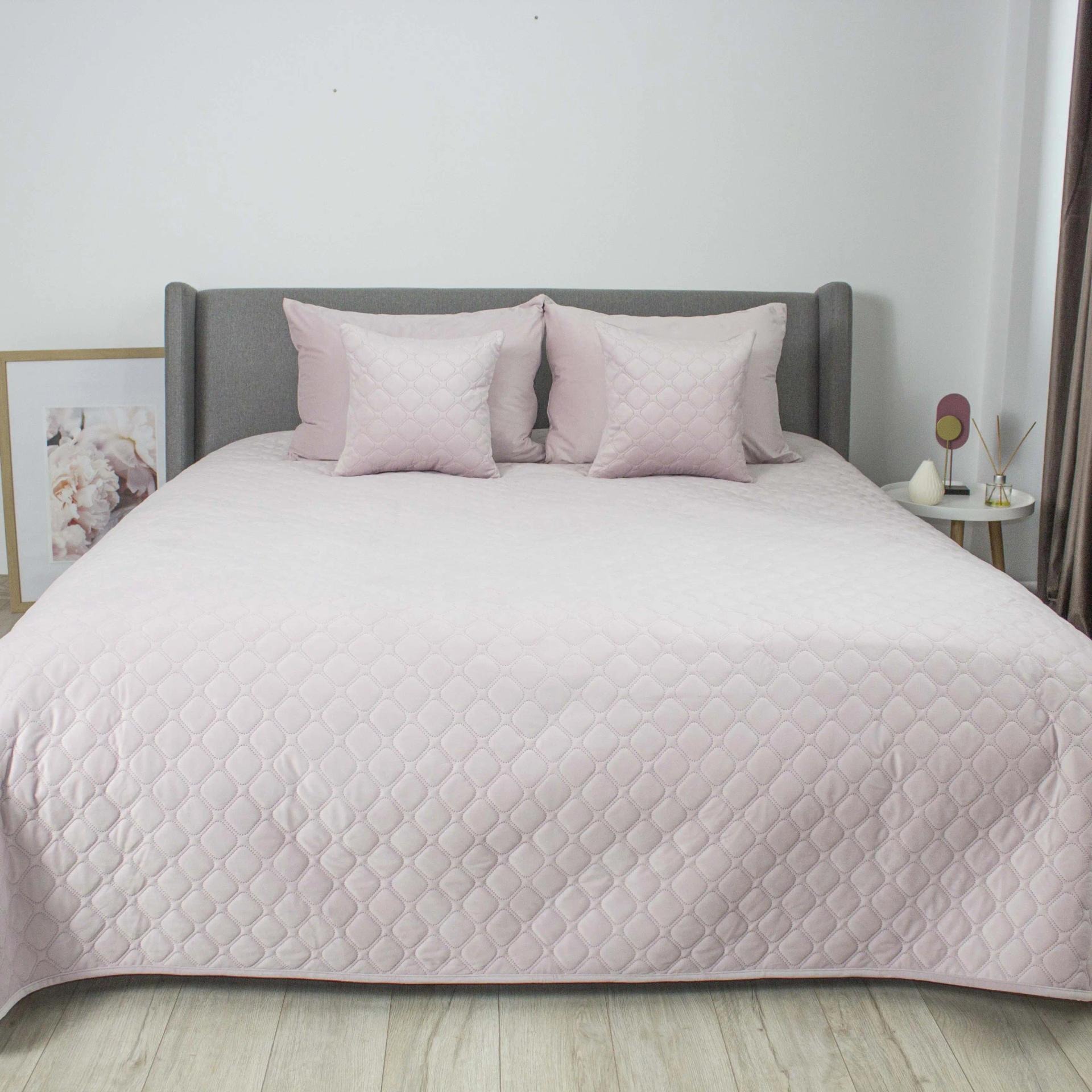 Покривало полуторне ТЕП VELOUR 150х210 см ЛІЛАК ПАУДЕР/Ромб круглий (4-00515_33883) - Фото 1