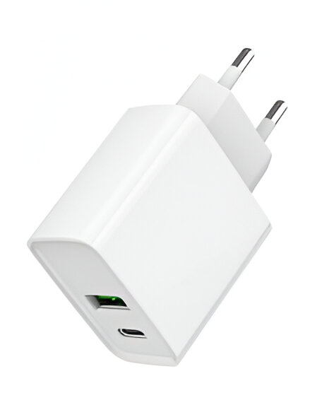 Сетевое зарядное устройство Gembird 1 USB-A + 1 Type-C (TA-UC-PDQC20-01-W) - Фото 1