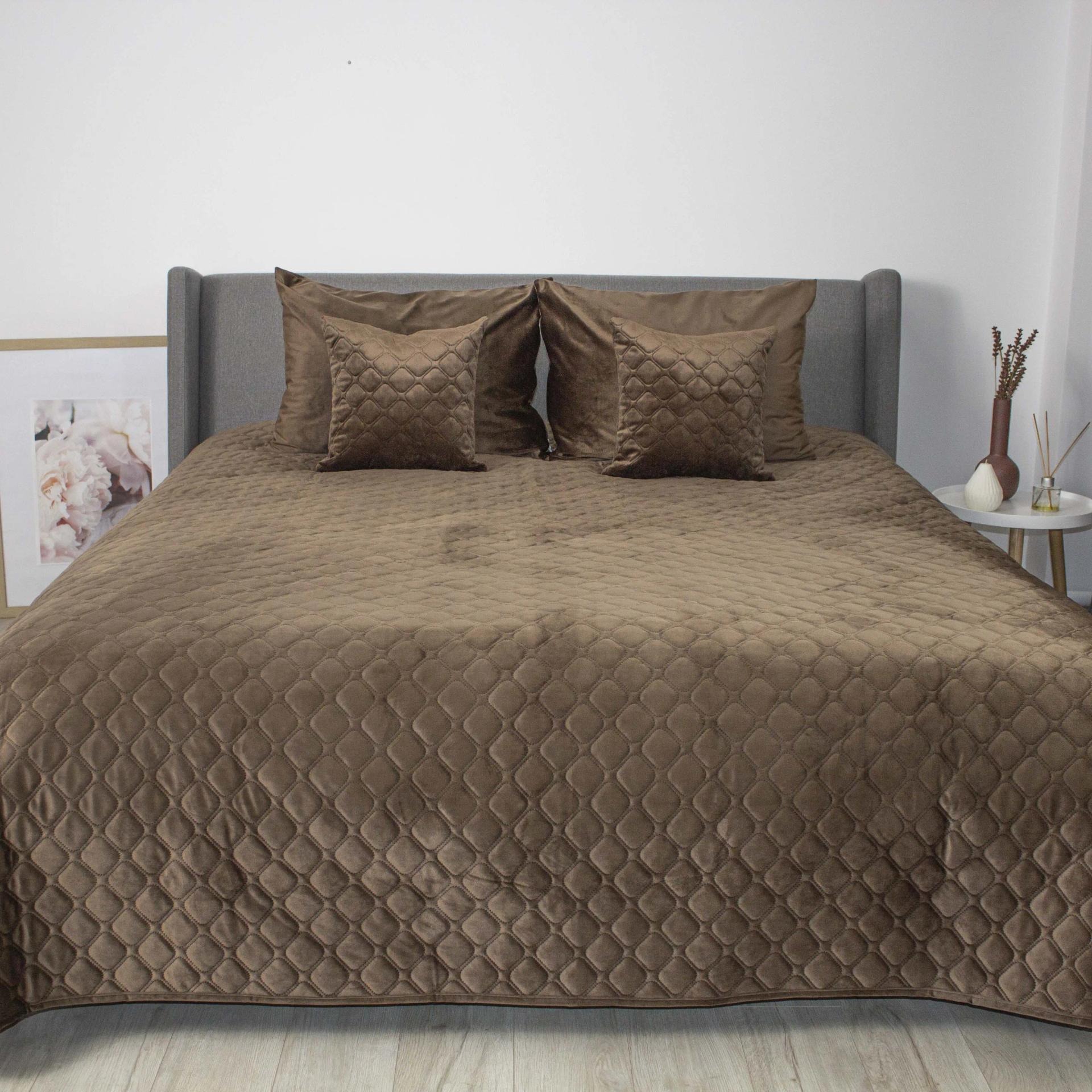 Покривало полуторне ТЕП VELOUR 150х210 см Шоколадний/Ромб круглий (4-00515_33942) - Фото 1