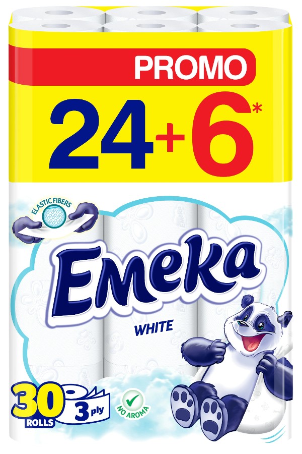 Туалетная бумага Emeka White 3 слоя 24+6 шт. (3800024065296) - Фото 1
