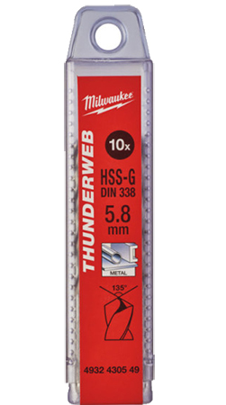 Сверло Milwaukee THUNDERWEB HSS-G DIN338 5,8x93х57 мм 10 шт. (4932430549) - Фото 1