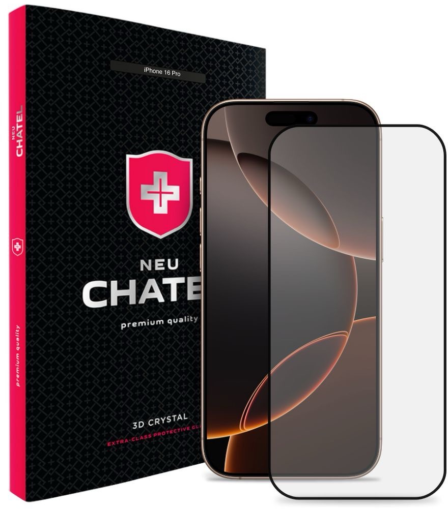 Защитное стекло для смартфона NEU Chatel Corning Gorilla Glass with Mesh for iPhone 16 Pro Front Black (+NEU3D16PB) - Фото 1