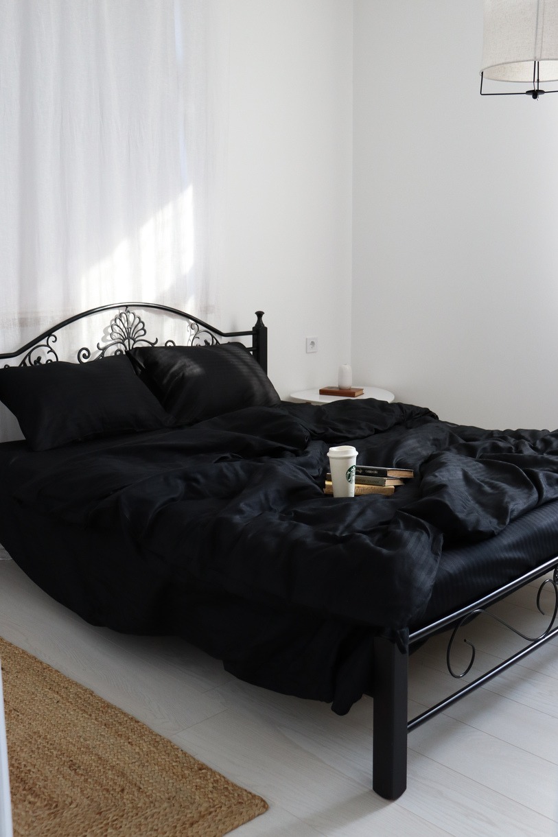 Комплект постільної білизни Lelit Сатин Двоспальний SS-3001 Чорний (1082) - Фото 1