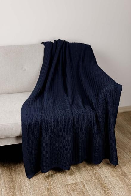 Плед односпальный Прованс вязаный Cotton синий 130х170 см (039530) - Фото 1
