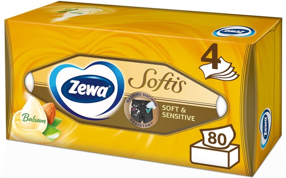 Серветки гігієнічні сухі Zewa Soft Sensitive 80 шт. (7322540926279) - Фото 1